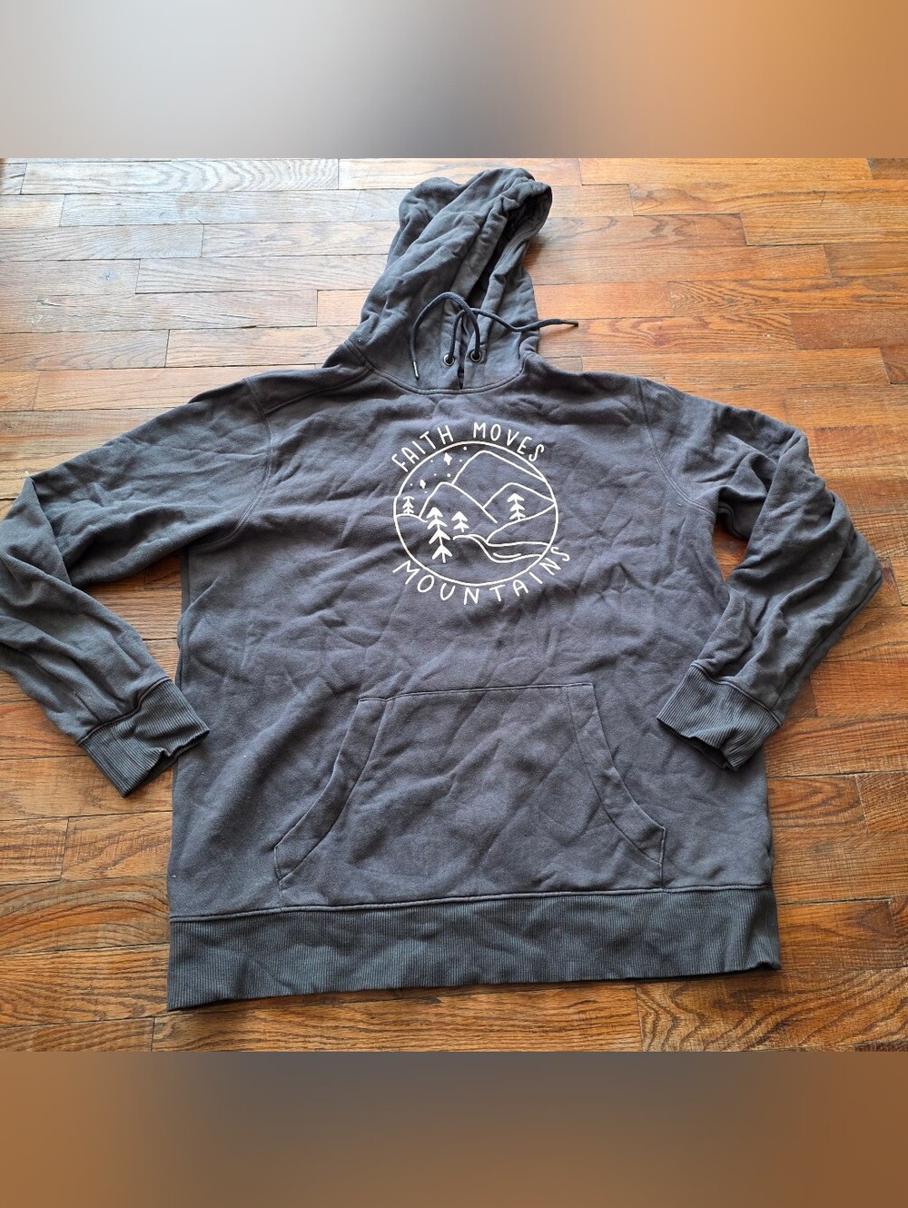 Faith Moves Mountains Graphic Hoodie - Dark Charcoal